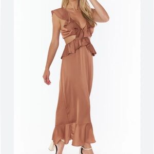 Show Me Your MuMu Zoey‎ midi Ruffle Midi Dress nwt